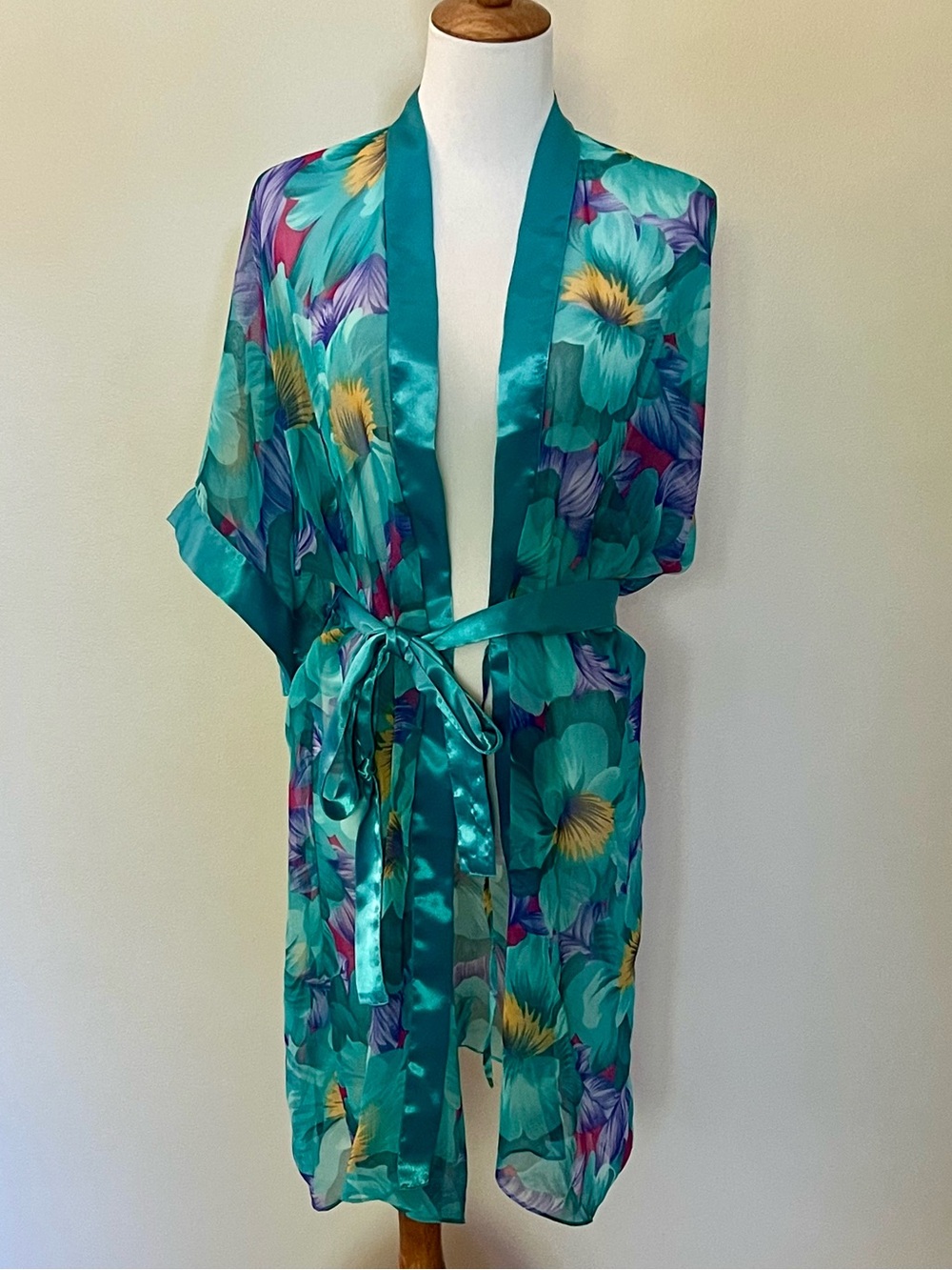 Vintage Sheer Floral Robe Kimono Lingerie EUC Jo Intimates